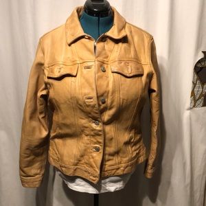 Vintage GAP leather denim cut jacket. Butterscotch